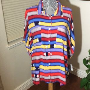 ⭐️ NWT LuLaRoe Colorful Print w Stars button down
